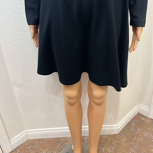 CL Carol Little Dress Sz 6 Black Wool Scoop Neck Long Sleeve Gem Stone Fringe - Picture 5 of 14